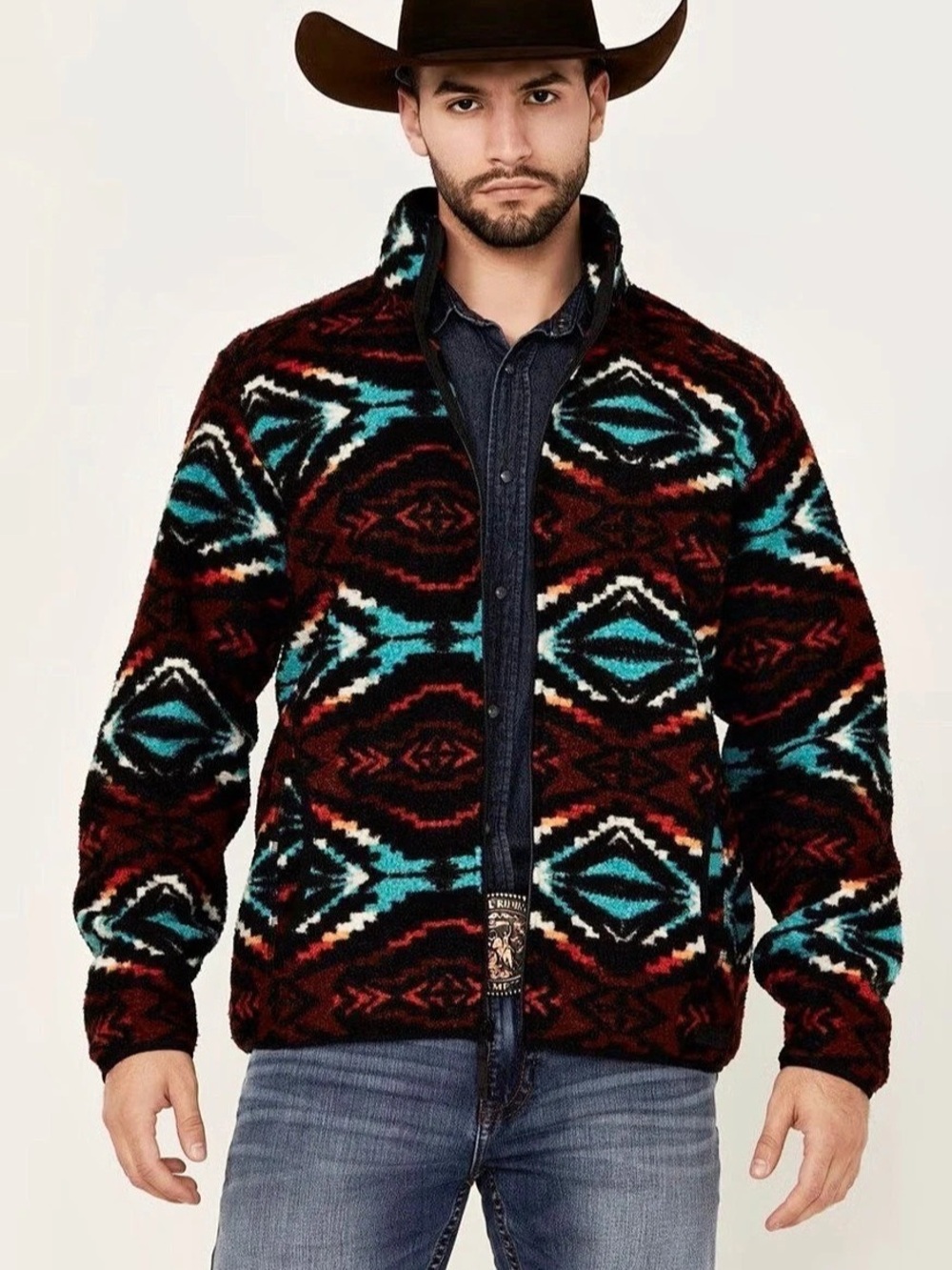 Rock & Roll Denim Southwestern Print Jacket Men's Southwestern Print Fleece